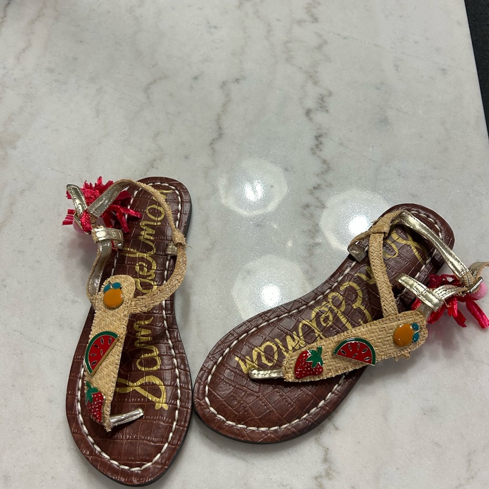 Sam Edelman Brown Sandals with Fruit Accents for girls